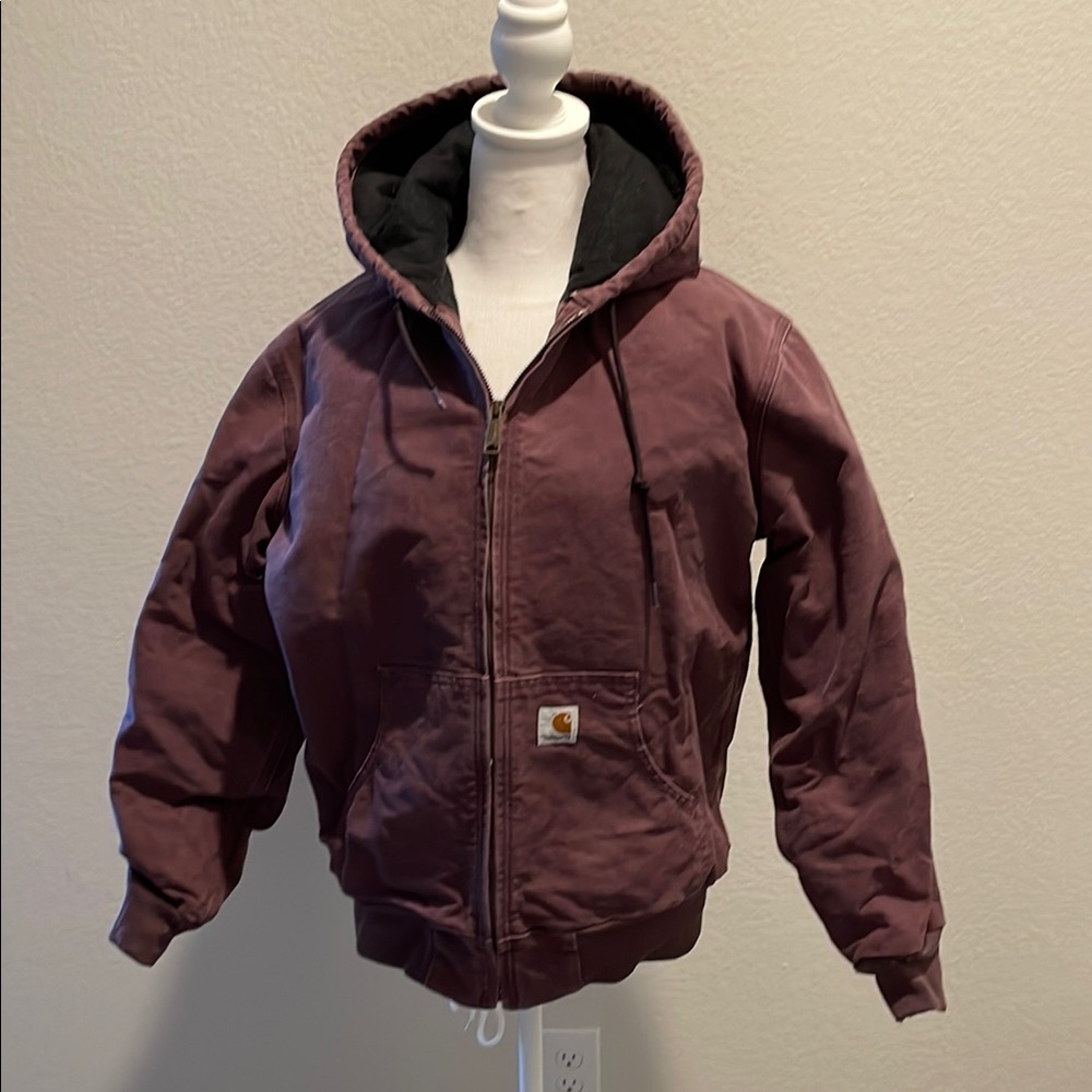 CARHARTT WJ130 Womens M Purple Washed Duck Quilted Lined ACTIVE Jacket Coat Hood